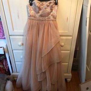 Sequin hearts rose gold/blush prom dress